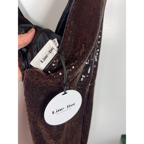 New Anthropologie Line & Dot Sequins Wide Leg Jumpsuit M Elegant Glam Holiday - Picture 3 of 12